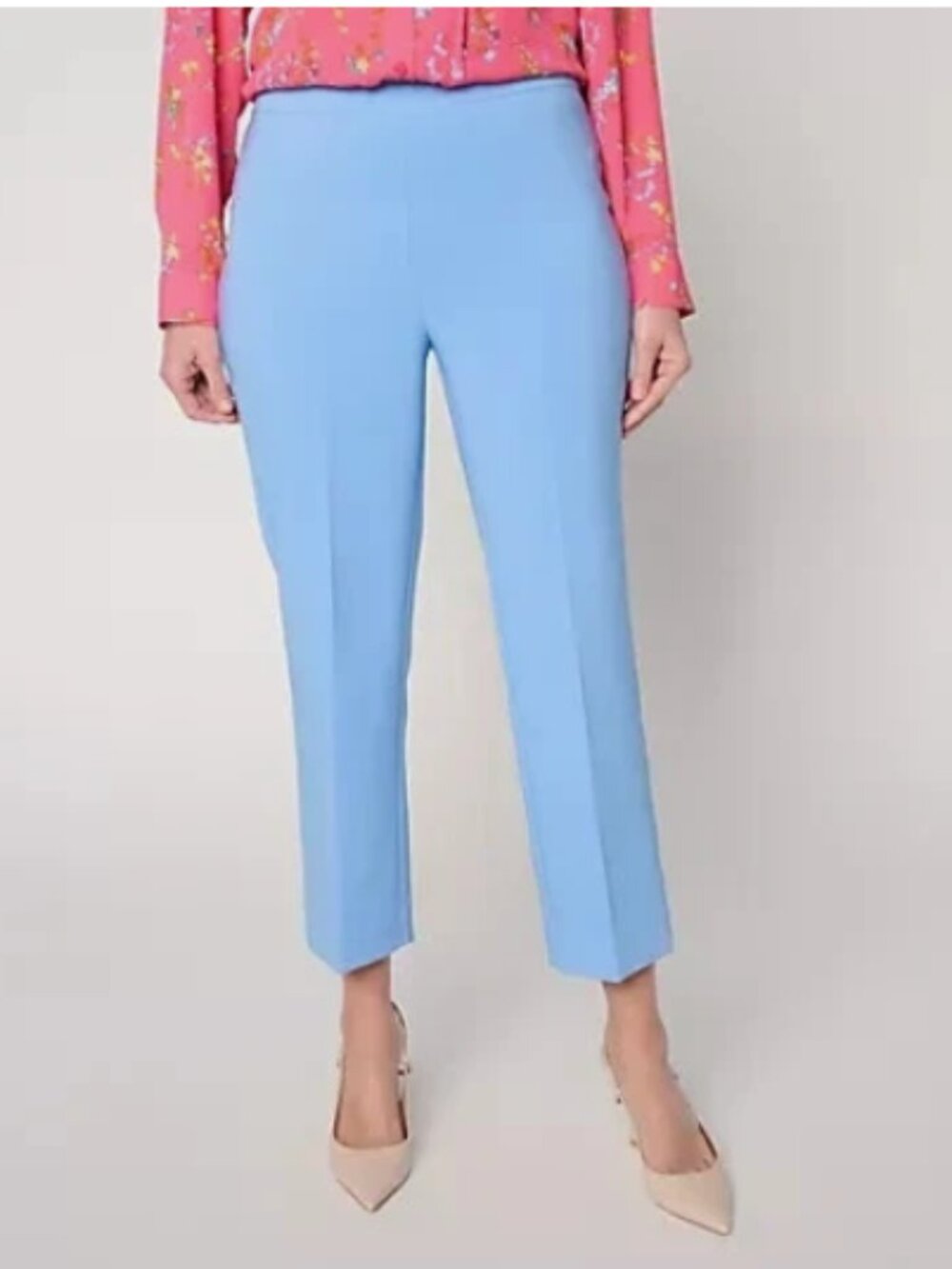 Joan Rivers Bi-Stretch Twill Strght Leg Crop Pants-Prwnkle-Petite Medium-A724248